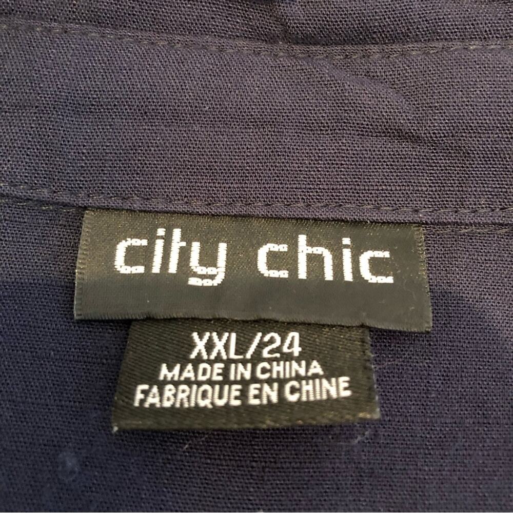 City Chic navy blue gold button down top size XXL / 24 - Picture 9 of 16